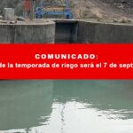 Comunicado: Inicio de la temporada de riego será el 7 de septiembre